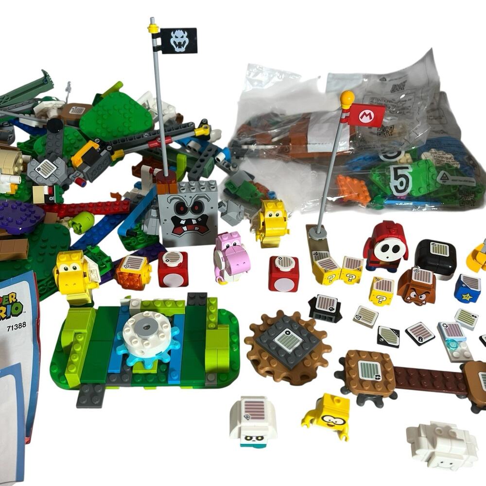 Lego Super Mario Lot Incomplete Sets - 2 Pounds - Characters Tiles Flags Blocks